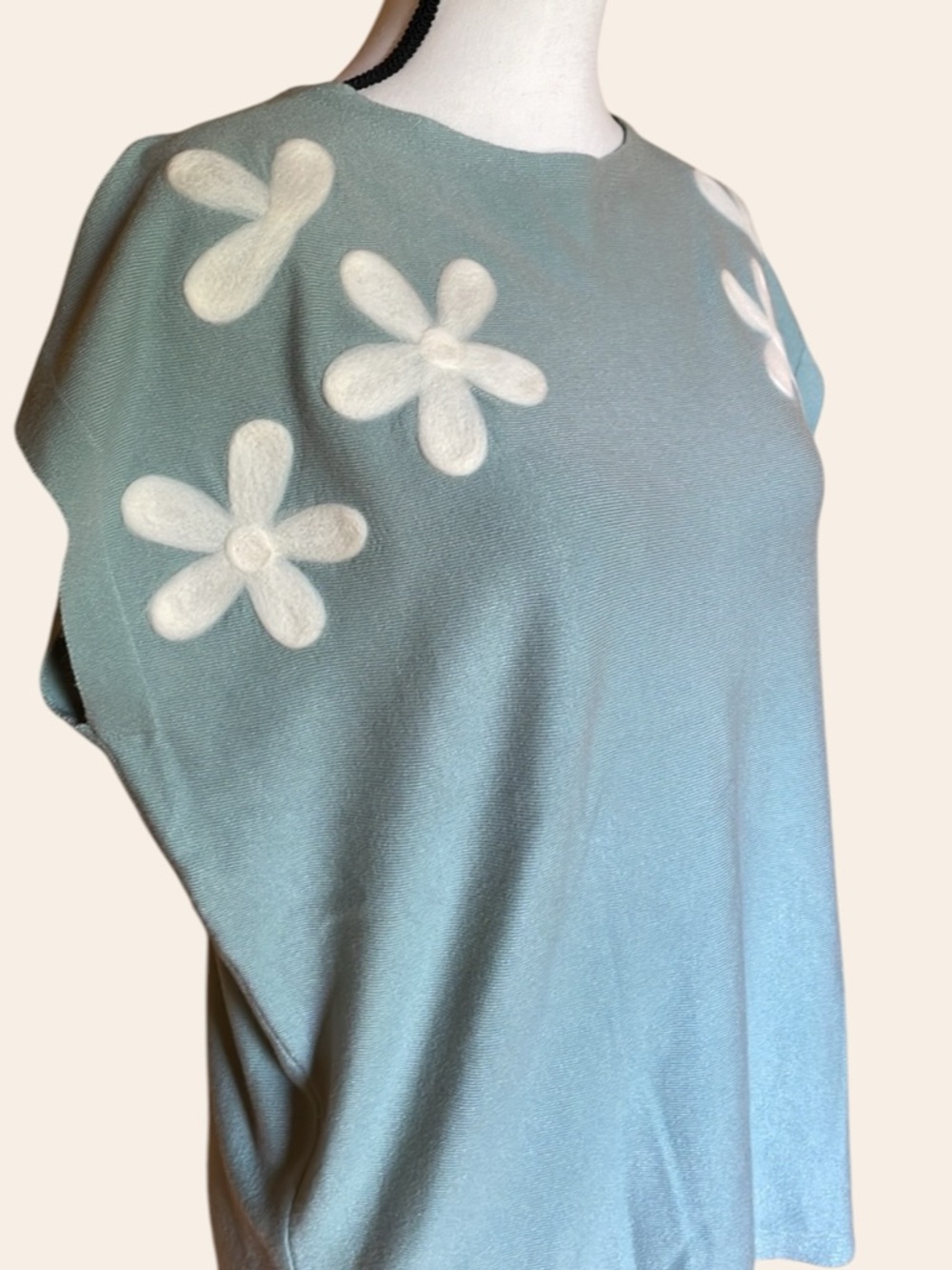 Aedan Sweater Sleeveless Seafoam White Flowers Sweater - Picture 4 of 11